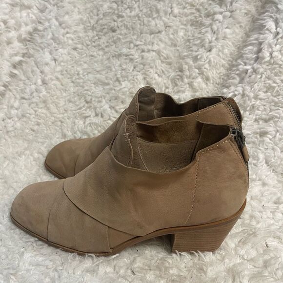 Eileen Fisher Ember slip on Ankle Boots khaki Nubuck Leather back zipper SZ10 - Picture 3 of 9